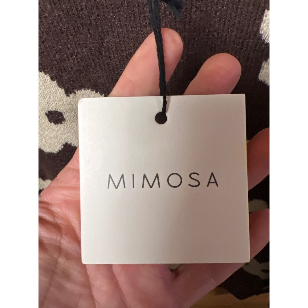 Mimosa Brown Floral Knit Sweater Women's Small Long Sleeve Crew Neck Garden NEW - Picture 5 of 10